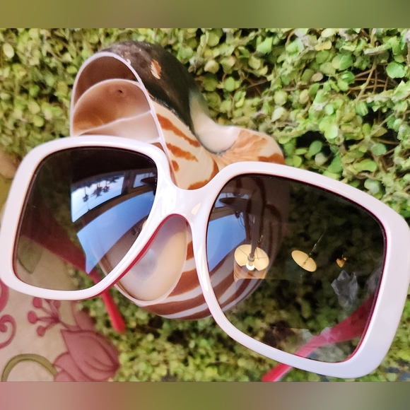 CARTIER White Red Pink Logo France Luxury Oversized CHARLIE Unisex Sunglasses 6" - Picture 7 of 16